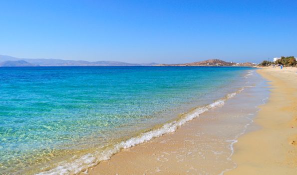 Plaka beach in the Cycladic island of Naxos, Greece.
