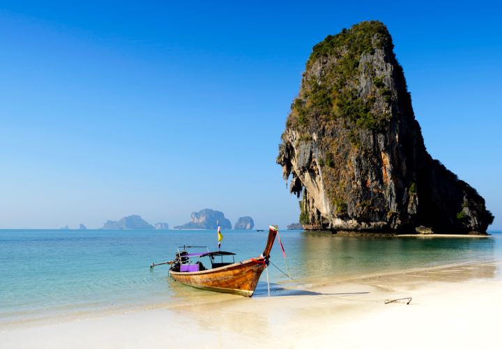 Railay Phra Ngan beach near Krabi in Thailand. 