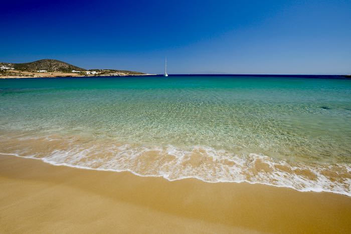 The best beach on Paros: Faraga Beach.