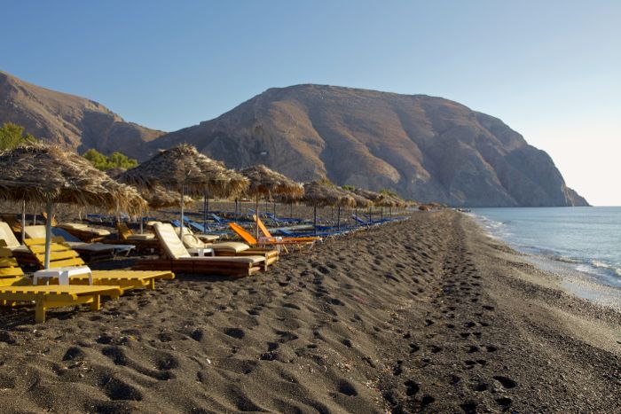 Perissa Beach on Santorini.