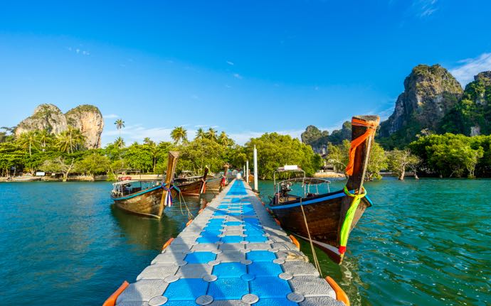 Longtail boats to beaches in Thailand.