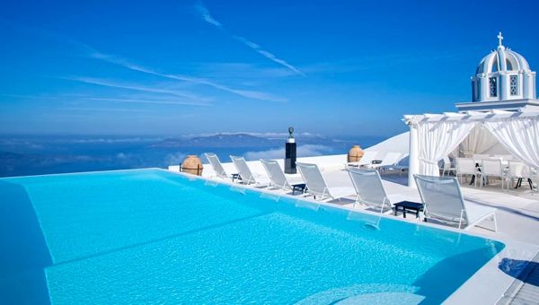 The infinity pool at Tsitouras Collection hotel on Santorini.