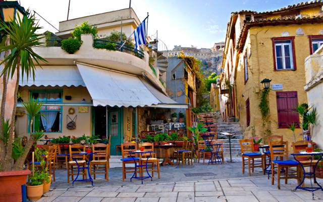 The Plaka and Monastiraki areas of Athens – the best area to stay for first time visitors to Athens.