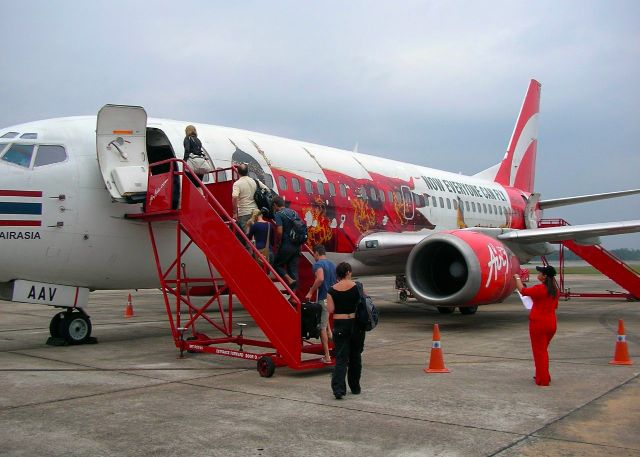 Air Asia airplane at Surat Thani airport.