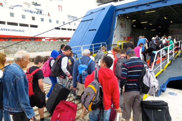 Blue Star ferry to Santorini and Mykonos.