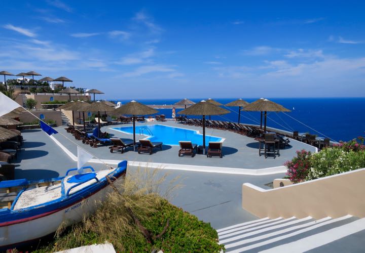 Public swimming pool in Santorini.