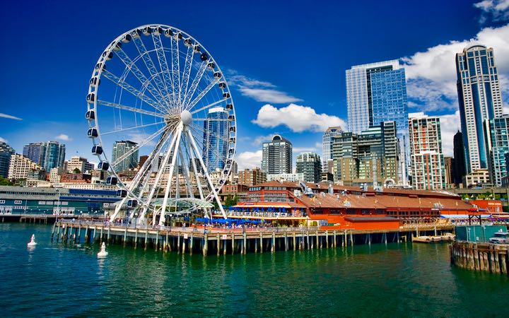The Seattle Ferris Wheel on the Waterfront.