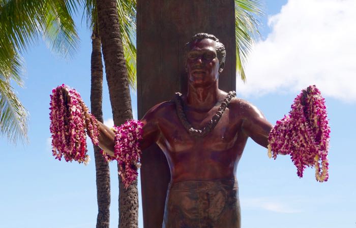 statue of Duke Kahanamoku on Waikiki Beach
