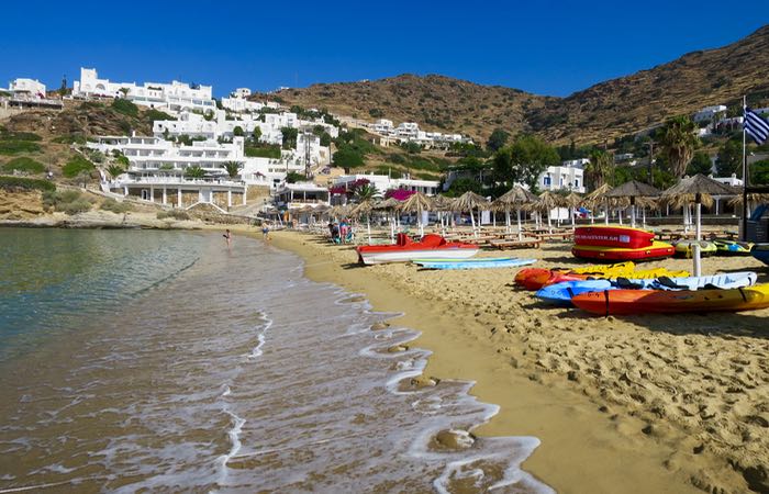 Ios is just 50 minutes by ferry from Santorini and has some of the best beaches in the Greek islands. Day trips are easy to do in summer when ferries are running all the time. 