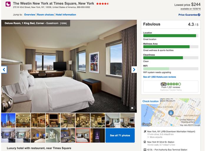 Using Hotels.com for booking hotels online.