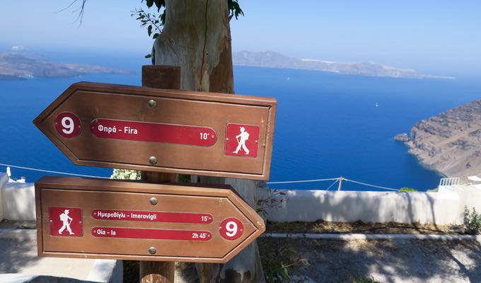 Another sign for the footpath along the caldera. This is in Firostefani (the village closest to Fira).