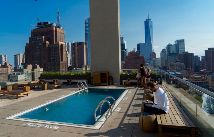 Rooftop pool at the James Hotel in New York City's Soho neighborhood