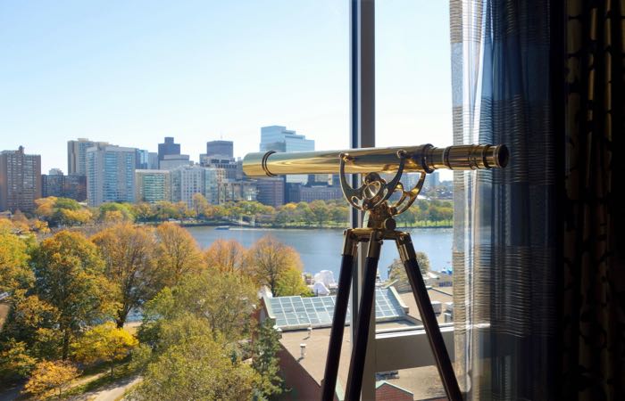 Select rooms in Cambridge's Kimpton Marlowe Hotel have telescopes and overlook the Charles River. 