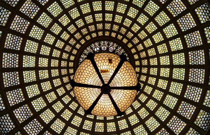 The Chicago Cultural Center boasts a gorgeous Tiffany stained-glass dome.