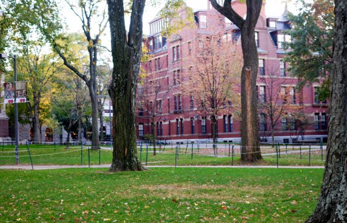 Harvard Yard in Cambridge is the oldest portion of the Harvard University campus.