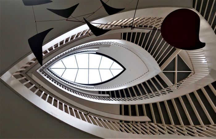 Even the stairwell is stylized and modern in Chicago's Museum of Contemporary Art.