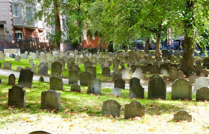 The Granary Burial Ground is one of two historic cemeteries on Boston's Freedom Trail.