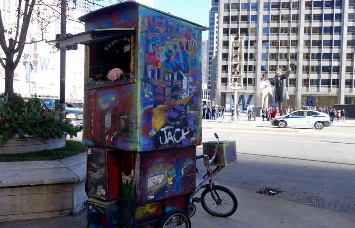 Puppet Bike is a mainstay of Chicago's street performer scene.