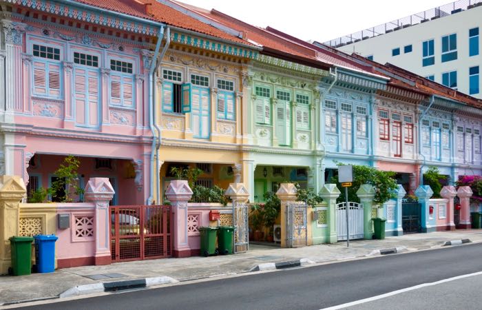Colorful and historic houses in Singapore's Geylang District.