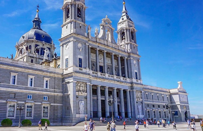 Almudena Cathedral view of Royal Palace, Madrid