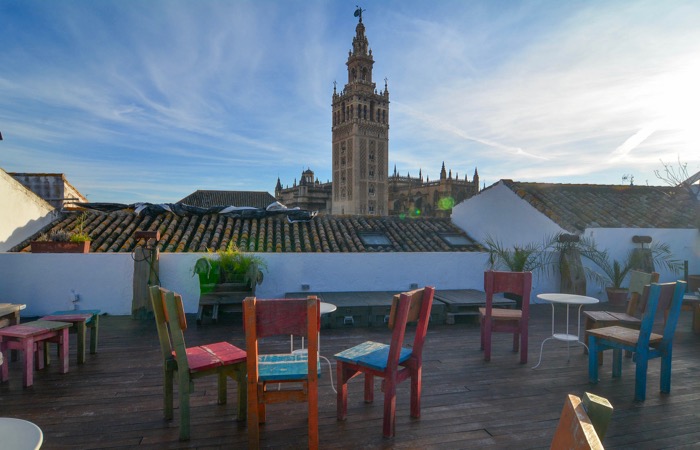 Sevilla Seises hotel with rooftop bar.