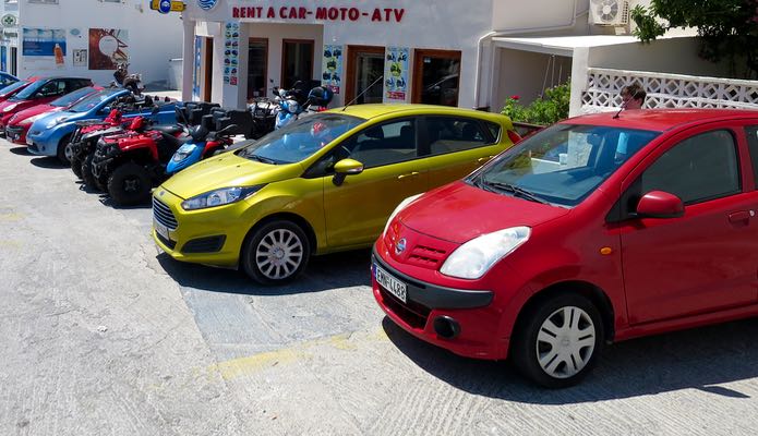 Car rental in Santorini from rental car company near airport.