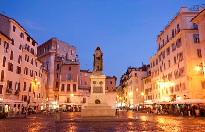 Campo dei Fiori with statue of Giordano Bruno, Rome, Italy