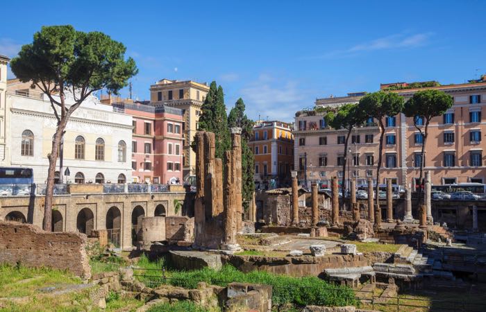 Rome's Largo di Torre Argentina, the death place of Julius Caesar