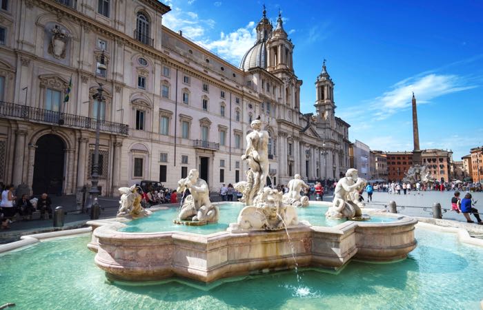 Bernini's Fountain of the Four Rivers in Piazza Navona, Rome