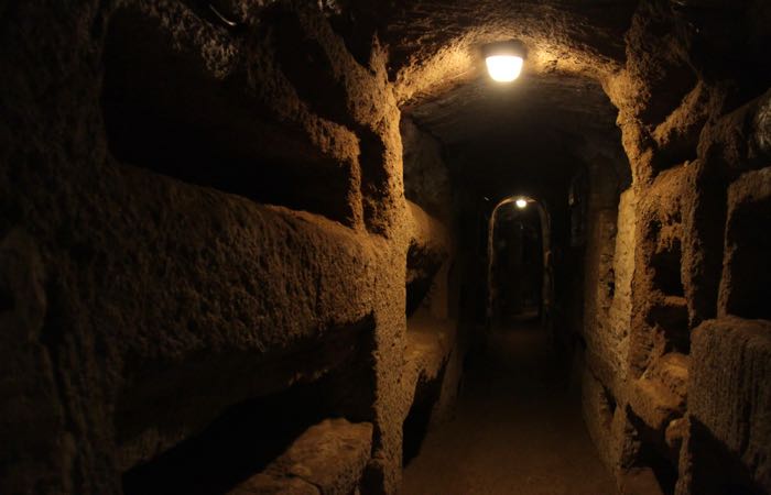 Catacombs of San Callisto in Rome, Italy.