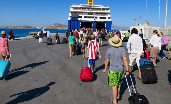 Naxos ferry with kids.