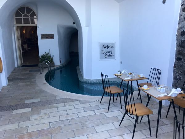 Swimming pool at Fira hotel.