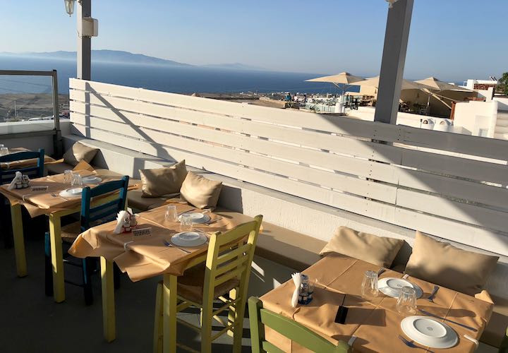 The best restaurant for watching sunset in Oia.