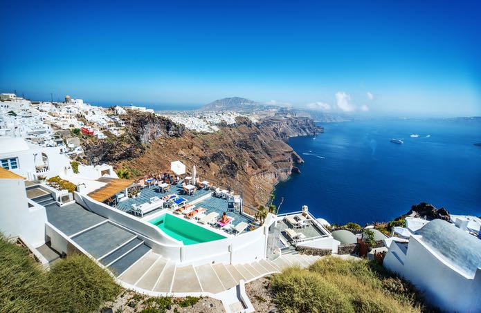 Santorini hotel vacation package.