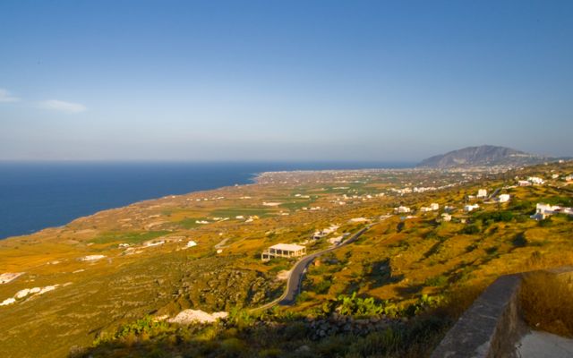 Where the Santorini beaches are located.