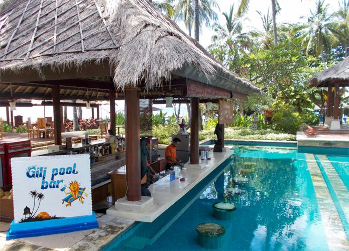One of the best beach hotels with pool bar in Lombok.
