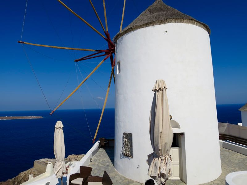 Santorini Windmill Villa with Deck and Sunset View.