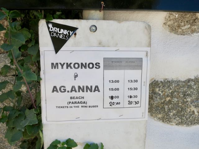 Bus schedule for Mykonos Beaches