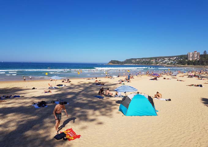 Sunny Manly Beach with blue waters