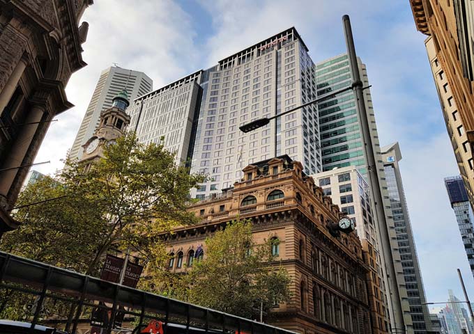 Old and new as the Fullerton rises over the historic post office