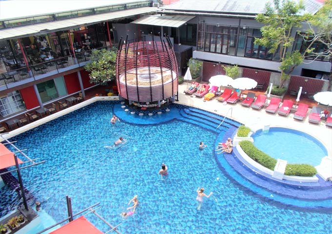 Pool with direct room access and bar at the Red Ginger Chic Hotel