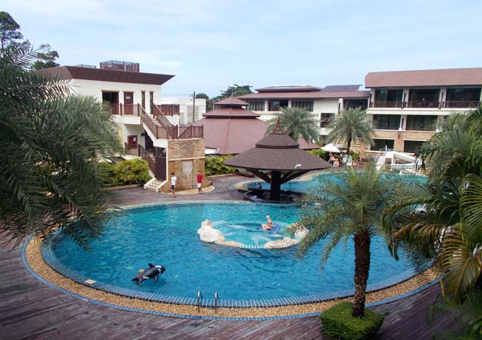 Main pool with bar and slide at Kacha Resort