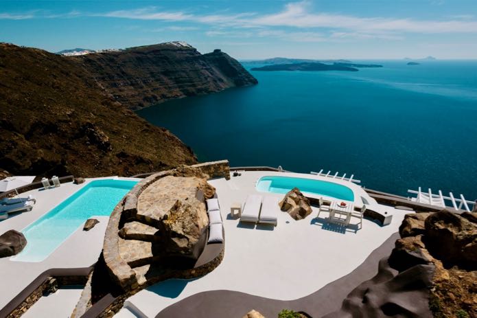 Santorini suite with private pool.