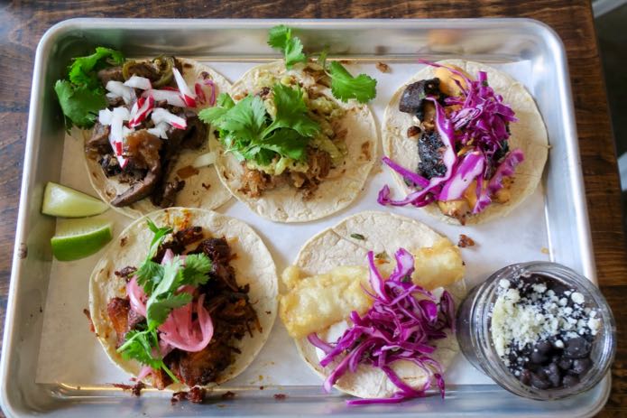 Steak, chicken, and pork tacos at Super Bueno Mexican Restaurant