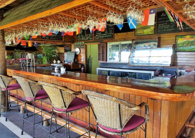 Traditional wooden bar with congenial vibe.