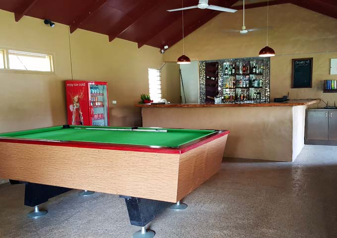 Cafe and bar with pool table.