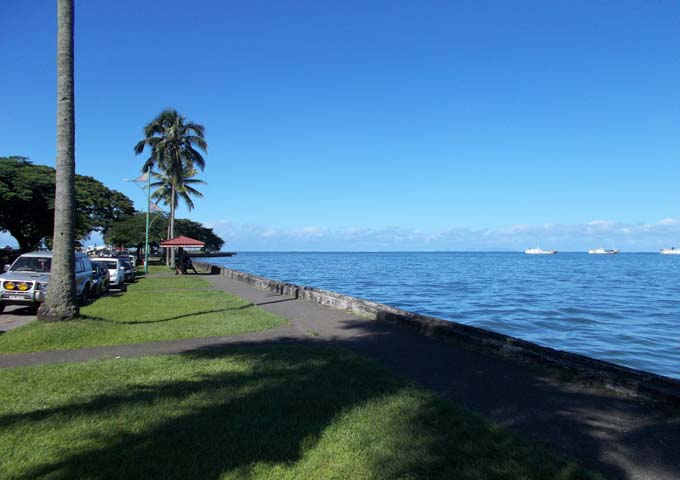 Walking paths along the water across Suva.