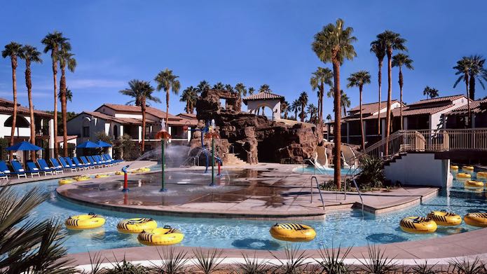 Waterslides and water park at Kid-friendly Resort in Palm Springs.