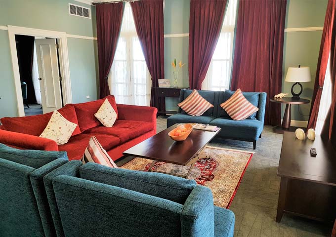Heritage Building suites feature luxurious sitting areas.