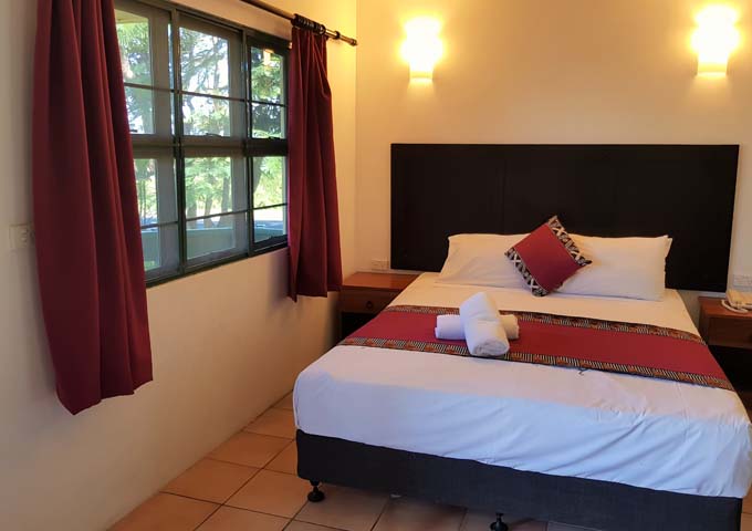 Resort has colourful and spacious rooms.